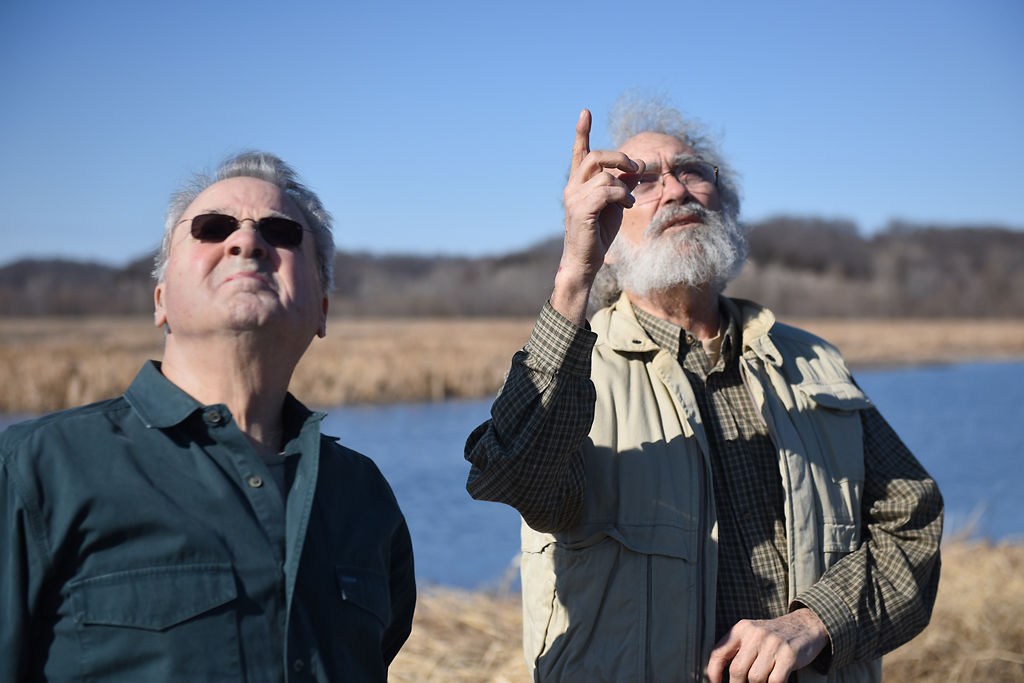 Hank Ottinger and Doug Elley look up